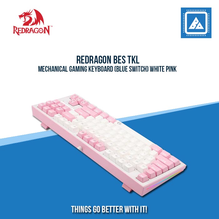 REDRAGON BES TKL MECHANICAL GAMING KEYBOARD (BLUE SWITCH) WHITE PINK|PINK WHITE REDRAGON BES TKL MECHANICAL GAMING KEYBOARD (BLUE SWITCH) WHITE PINK|PINK WHITE